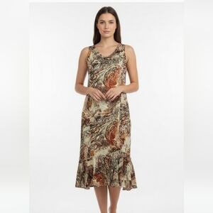 Reba Dress Brown Grunge Midi Boho Festival L